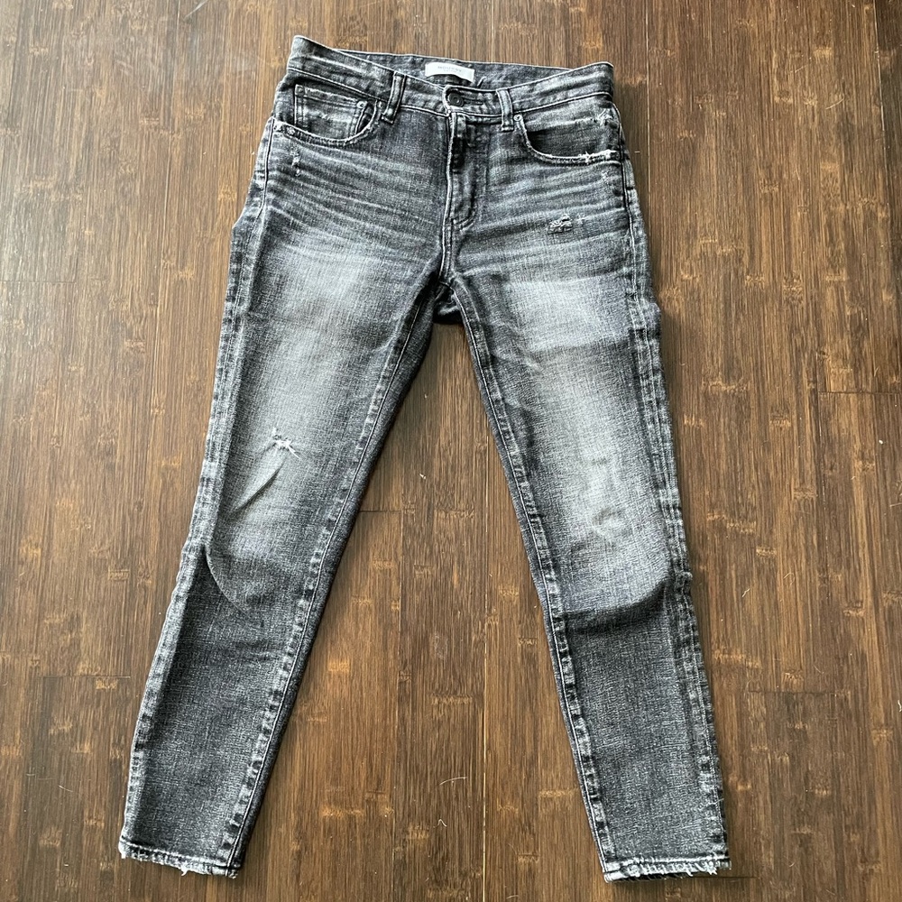Moussy Faded Black Skinny Jeans with Vintage Distressing Size 26